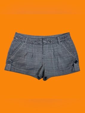 Heatherette grey plaid shorts